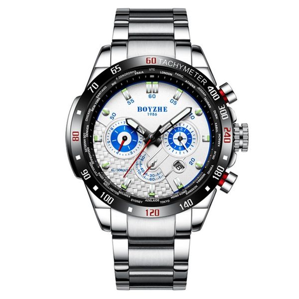 boyzhe all steel business causal mechanical watch fashion white 6 hand dial luminous waterproof sport watches reloj hombres, Slivery;brown
boyzhe all steel business causal mechanical watch fashion white 6 hand dial luminous waterproof sport watches reloj hombres, Slivery;brown