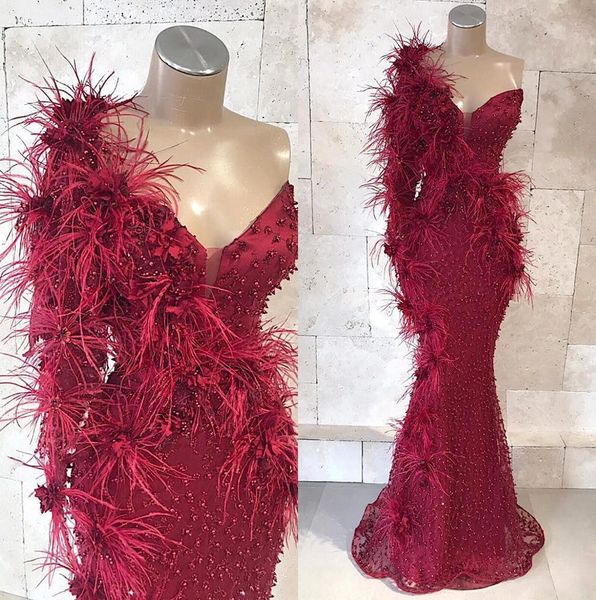 feather one shoulder burgundy mermaid evening dresses 2019 lace beads 3d floral appliqued prom gowns black girls party dress bc1809, Black;red
feather one shoulder burgundy mermaid evening dresses 2019 lace beads 3d floral appliqued prom gowns black girls party dress bc1809, Black;red