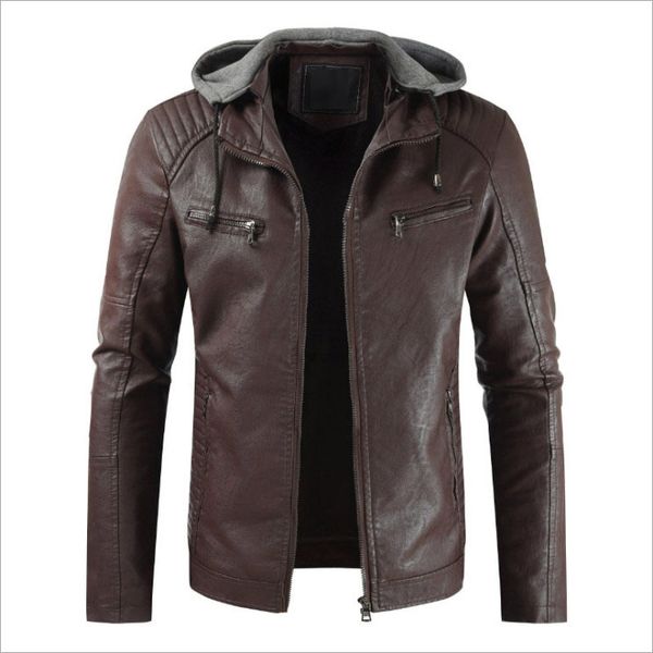 leather jacket men new brand hooded pu leather jacket slim fit thicken motorcycle male, Black
leather jacket men new brand hooded pu leather jacket slim fit thicken motorcycle male, Black