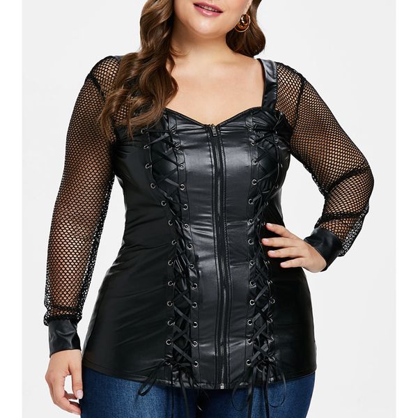 women's leather & faux sexy&club v-neck plus size 5xl pu outwear mesh sleeve women jacket bandage bodycon coat, Black
women's leather & faux sexy&club v-neck plus size 5xl pu outwear mesh sleeve women jacket bandage bodycon coat, Black