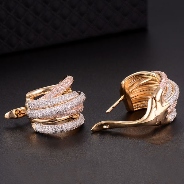 godki 25mm luxury twist braided lines colorful full mirco pink cubic zirconia setting european wedding earring fashion jewelry 200921, Golden;silver 
godki 25mm luxury twist braided lines colorful full mirco pink cubic zirconia setting european wedding earring fashion jewelry 200921, Golden;silver