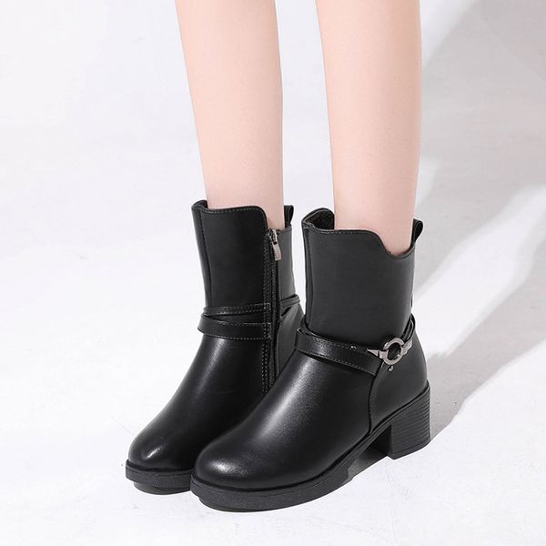 buckle strap winter boots women casual leather wedges middle boots fashion winter ankle for women botines mujer 2019, Black
buckle strap winter boots women casual leather wedges middle boots fashion winter ankle for women botines mujer 2019, Black