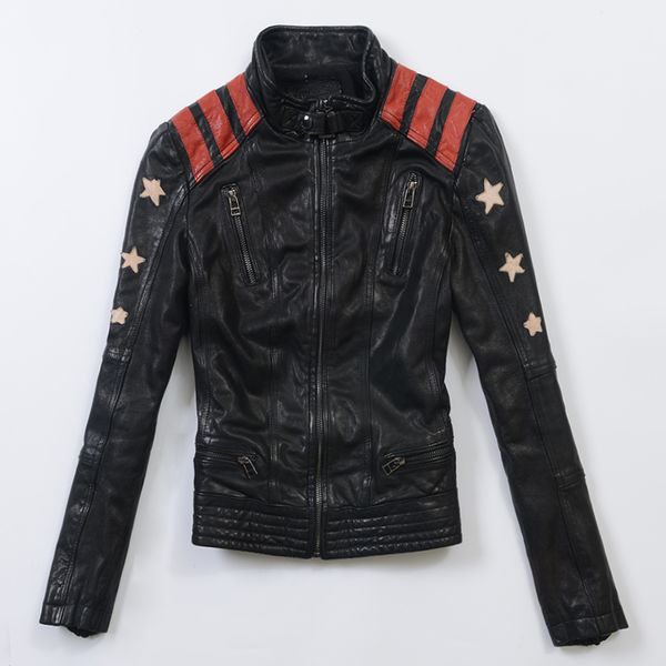 autumn new stitching layer sheep leather jacket casual stand collar slim fit fashin women's leather coat, Black
autumn new stitching layer sheep leather jacket casual stand collar slim fit fashin women's leather coat, Black