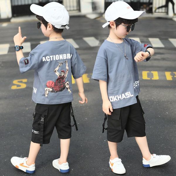 kids clothing sets summer boys t-shirt + short 2pcs clothes set handsome printed t-shirt black pocket pants fashion streetwear, White
kids clothing sets summer boys t-shirt + short 2pcs clothes set handsome printed t-shirt black pocket pants fashion streetwear, White