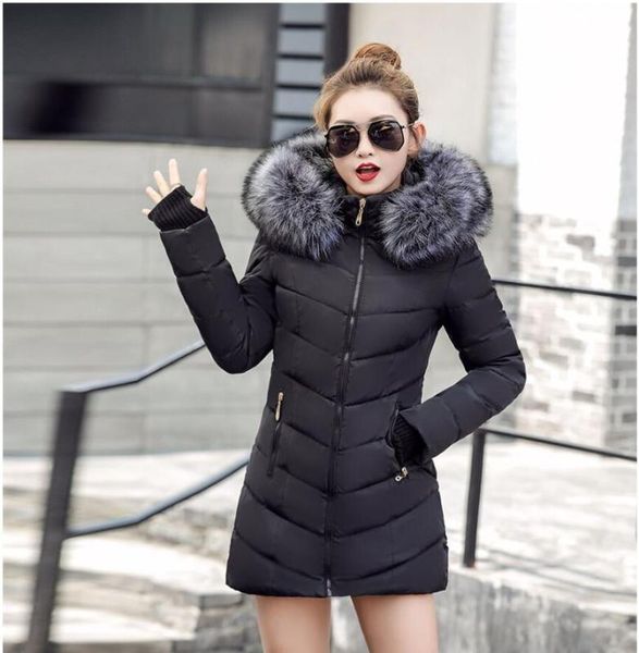 dugujunyi 2019 winter jacket women parkas for coat female faux raccoon fur plus size 3xl outerwear long jacket slim jaqueta, Black 
dugujunyi 2019 winter jacket women parkas for coat female faux raccoon fur plus size 3xl outerwear long jacket slim jaqueta, Black