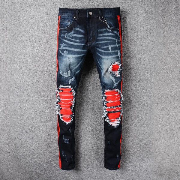 2019 skinny jeans men ripped holes jeans motorcycle biker denim pants men brand fashion hip hop mens jeans pour hommes ab-7, Blue
2019 skinny jeans men ripped holes jeans motorcycle biker denim pants men brand fashion hip hop mens jeans pour hommes ab-7, Blue