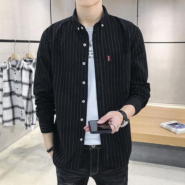 men's casual shirts spring super-fire hong kong style art fashion shirt striped loose trend wild jacket temperament, White;black
men's casual shirts spring super-fire hong kong style art fashion shirt striped loose trend wild jacket temperament, White;black