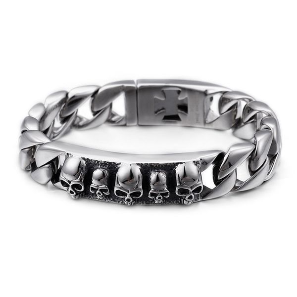 punk 22cm long skull bracelets for men stainless steel charm link chain bracelet male gothic biker gang jewelry, Black
punk 22cm long skull bracelets for men stainless steel charm link chain bracelet male gothic biker gang jewelry, Black