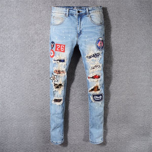 brand new mens jeans distressed ripped biker designer jeans slim fit motorcycle biker denim jeans 2019 fashion designer pants b100801k, Blue
brand new mens jeans distressed ripped biker designer jeans slim fit motorcycle biker denim jeans 2019 fashion designer pants b100801k, Blue