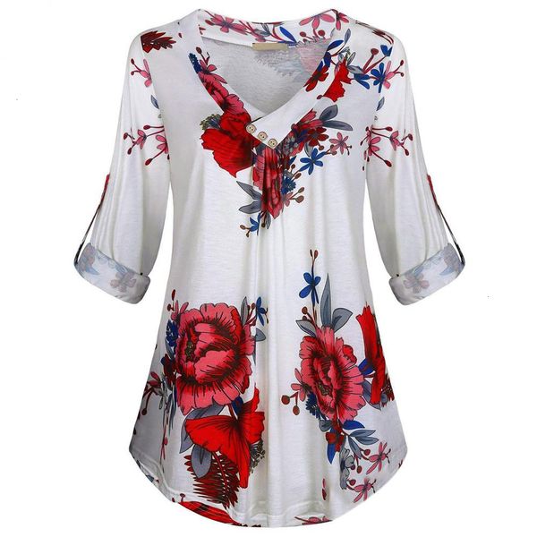 plus size women blouses 5xl women tunic shirt long sleeve floral print v neck blouses and with button big size, White
plus size women blouses 5xl women tunic shirt long sleeve floral print v neck blouses and with button big size, White