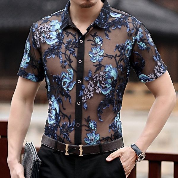 summer short sleeve floral embroidery slik shirt men see through transparent shirt men club party camisa social masculina, White;black
summer short sleeve floral embroidery slik shirt men see through transparent shirt men club party camisa social masculina, White;black