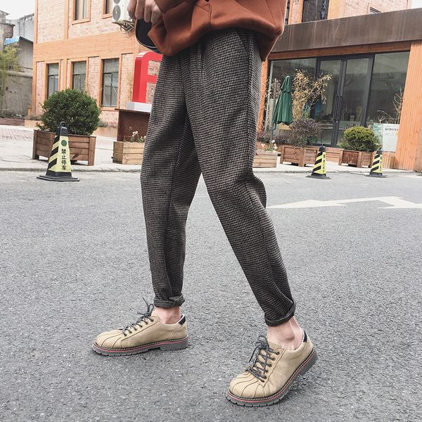 2019 spring harajuku retro men's plaid loose woolen material nine pants pure color casual pants black / brown m-2xl
2019 spring harajuku retro men's plaid loose woolen material nine pants pure color casual pants black / brown m-2xl