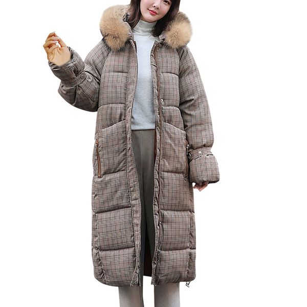 plaid fake fur collar winter female outwear 2019 fashion winter coat women parkas warm hooded wool zipper long outwear overcoat, Black
plaid fake fur collar winter female outwear 2019 fashion winter coat women parkas warm hooded wool zipper long outwear overcoat, Black
