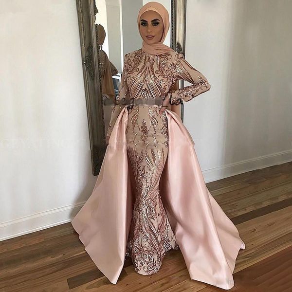 2020 blush pink sequined mermaid evening dress with detachable train arabic high neck sheath prom formal party gown pageant dresses, Black;red
2020 blush pink sequined mermaid evening dress with detachable train arabic high neck sheath prom formal party gown pageant dresses, Black;red