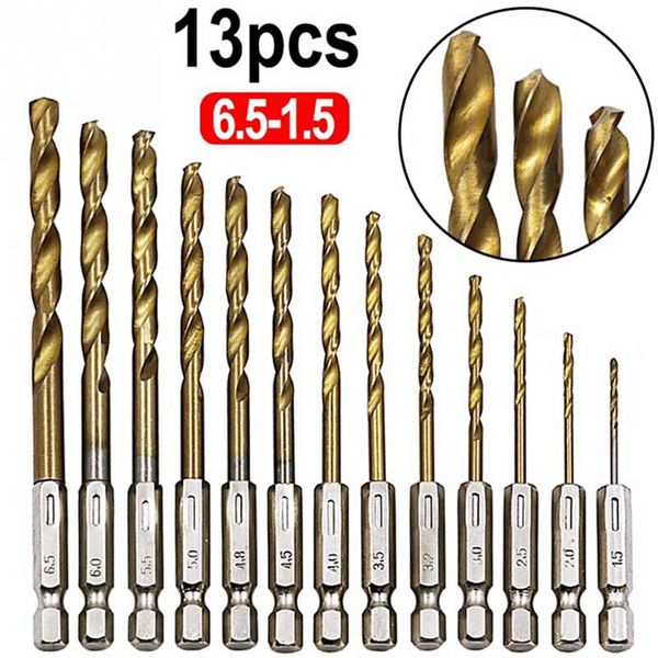 13 pcs/set electric hex shank high speed steel drill manual accessories mini hexagonal side 6.35 mm random color
13 pcs/set electric hex shank high speed steel drill manual accessories mini hexagonal side 6.35 mm random color