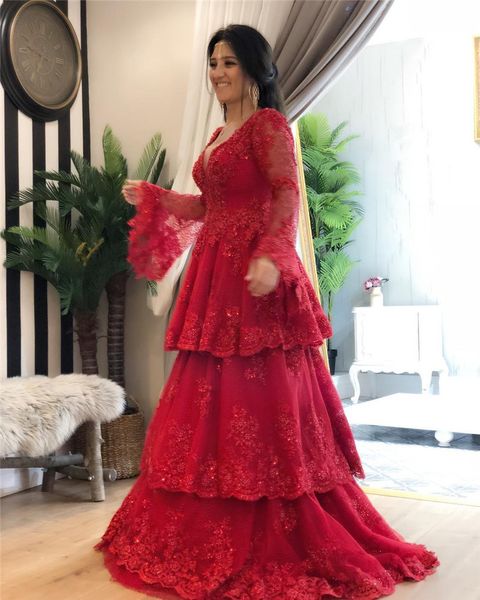 red african lace long sleeves evening dresses v neck formal party gowns layers skirt long arabic prom dress robe de soirée, White;black
red african lace long sleeves evening dresses v neck formal party gowns layers skirt long arabic prom dress robe de soirée, White;black