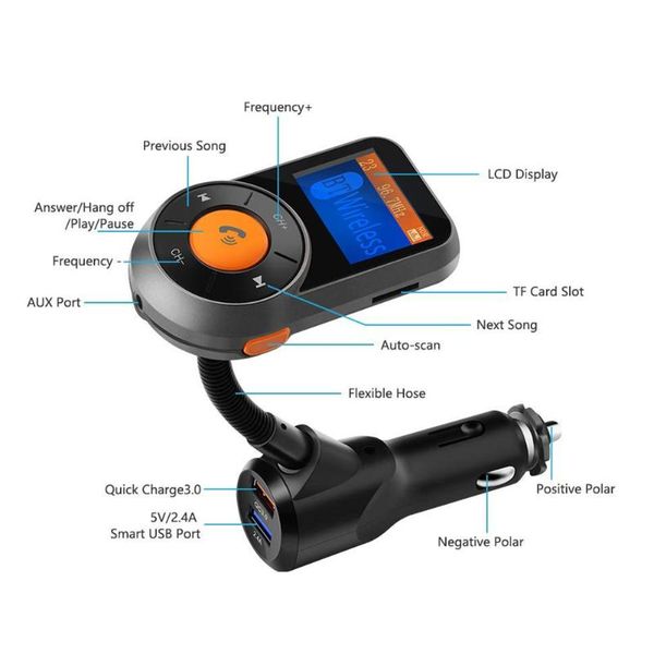 wireless car fm transmitter, bluetooth fm transmitter audio adapter receiver handscar kit with qc3.0 and smart 2.4a dual
wireless car fm transmitter, bluetooth fm transmitter audio adapter receiver handscar kit with qc3.0 and smart 2.4a dual