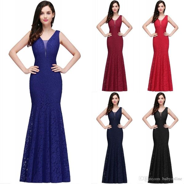 in stock lace mermaid long evening dresses sleeveless fitted low back party prom dresses vestido de festa cps722, Black;red 
in stock lace mermaid long evening dresses sleeveless fitted low back party prom dresses vestido de festa cps722, Black;red
