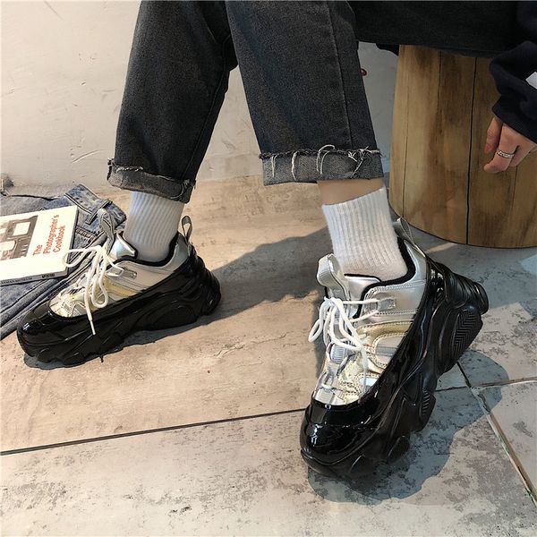 daddy shoes women 2019 winter new korean fashion wild shallow mouth color matching thick bottom increased student casual shoes, Black
daddy shoes women 2019 winter new korean fashion wild shallow mouth color matching thick bottom increased student casual shoes, Black