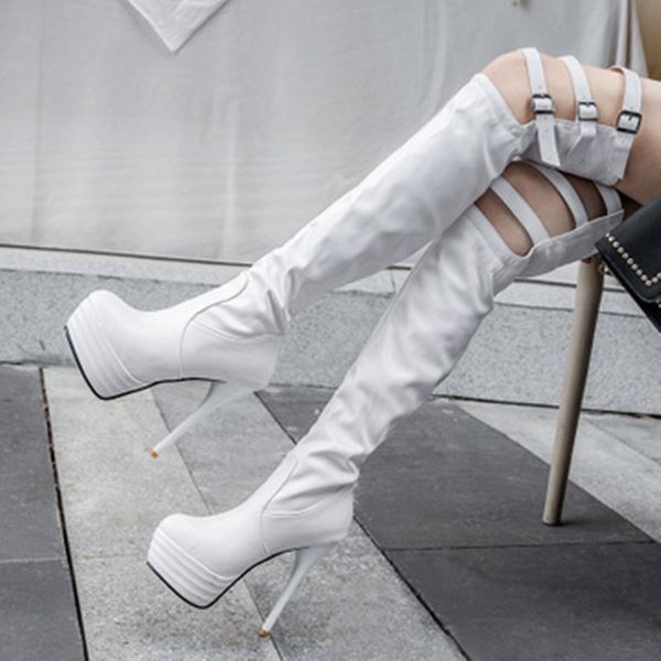 2019 fashion pu women boots winter stiletto over the knee boots women white super high heel ladies square size 32-46, Black
2019 fashion pu women boots winter stiletto over the knee boots women white super high heel ladies square size 32-46, Black