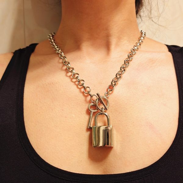 diezi men fashion lock key gold silver color choker necklace punk o shape link chain padlock pendant necklace for women jewelry
diezi men fashion lock key gold silver color choker necklace punk o shape link chain padlock pendant necklace for women jewelry
