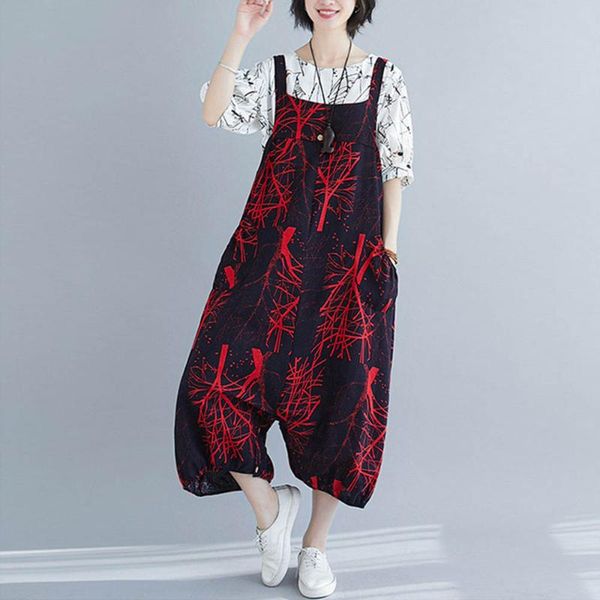 women korean oversized romper cotton linen jumpsuits loose crotch chic branch printed overalls sarouel femme pantalons, Black;white
women korean oversized romper cotton linen jumpsuits loose crotch chic branch printed overalls sarouel femme pantalons, Black;white