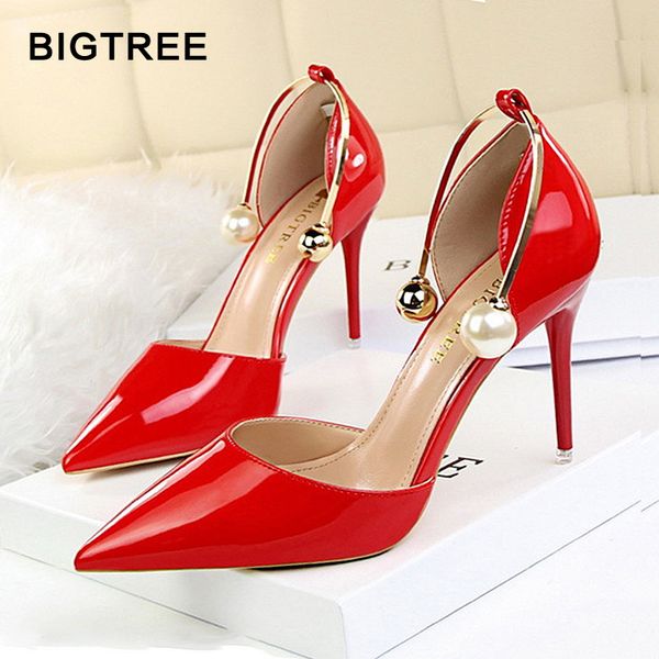bigtree shoes pearl metal buckle women's pumps patent leather women high heels shoes fashion red bridal classic pumps, Black
bigtree shoes pearl metal buckle women's pumps patent leather women high heels shoes fashion red bridal classic pumps, Black