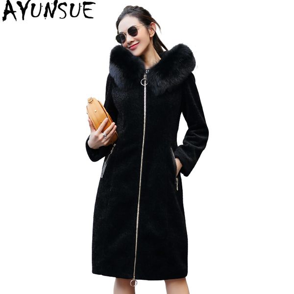 ayunsue real sheep shearing fur coat female natural wool jackets for women winter warm slim fur coats collar hood wyq937, Black
ayunsue real sheep shearing fur coat female natural wool jackets for women winter warm slim fur coats collar hood wyq937, Black