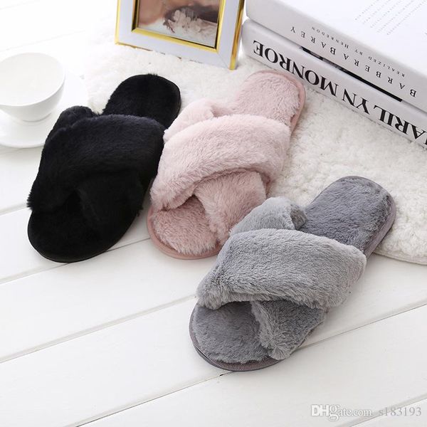 fleece slippers female 2019 autumn and winter new solid color cross shape flat bottom home wear female slippers, Black
fleece slippers female 2019 autumn and winter new solid color cross shape flat bottom home wear female slippers, Black
