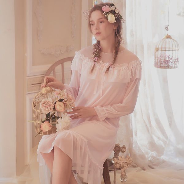 spring and summer retro court nightdress female sweet princess wind home service long sleeve female pyjama dress lace pajamas, Black;red
spring and summer retro court nightdress female sweet princess wind home service long sleeve female pyjama dress lace pajamas, Black;red
