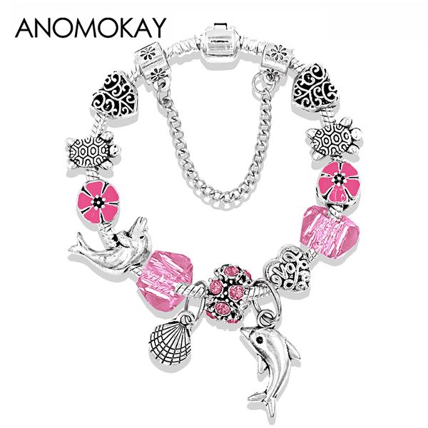 classic sea series irregular pink crystal flower charm bracelet silver dolphin turtle bead bracelet femme diy jewelry gift, Golden;silver
classic sea series irregular pink crystal flower charm bracelet silver dolphin turtle bead bracelet femme diy jewelry gift, Golden;silver