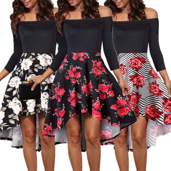 new elegant floral dress women summer casual off-shoulder high waist dress formal wedding party evening swing short mini, Black;gray
new elegant floral dress women summer casual off-shoulder high waist dress formal wedding party evening swing short mini, Black;gray