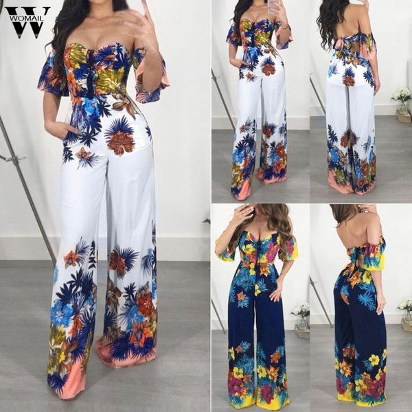 womail bodysuit women summer fashion off shoulder half sleeve print simple beach sundress long jumpsuits holiday 2020 a29, Black;white 
womail bodysuit women summer fashion off shoulder half sleeve print simple beach sundress long jumpsuits holiday 2020 a29, Black;white