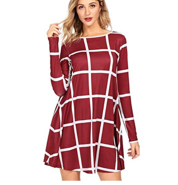 Spring Women Plaid Dress Female Sexy Crew Neck Long Sleeeves Dresses Casual Ladies Loose Dresses
Spring Women Plaid Dress Female Sexy Crew Neck Long Sleeeves Dresses Casual Ladies Loose Dresses