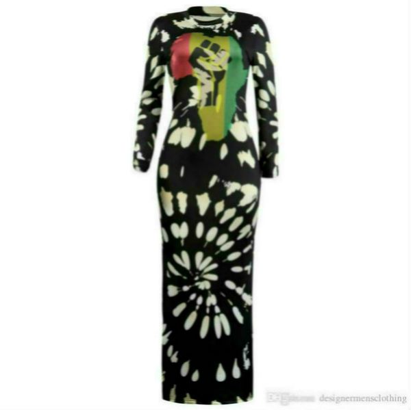 women club dresses long sleeve split printed dress o-neck lady one piece street female clothes, Black;gray
women club dresses long sleeve split printed dress o-neck lady one piece street female clothes, Black;gray