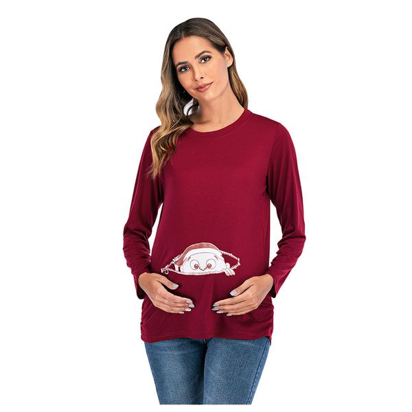 long sleeve pregnant t shirts women funny print maternity clothes round neck long sleeve loose pregnancy t-shirt maternity, White
long sleeve pregnant t shirts women funny print maternity clothes round neck long sleeve loose pregnancy t-shirt maternity, White