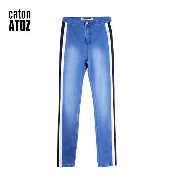 catonatoz 2136 women elastic high waist side striped denim pants trousers jeans for women, Blue
catonatoz 2136 women elastic high waist side striped denim pants trousers jeans for women, Blue