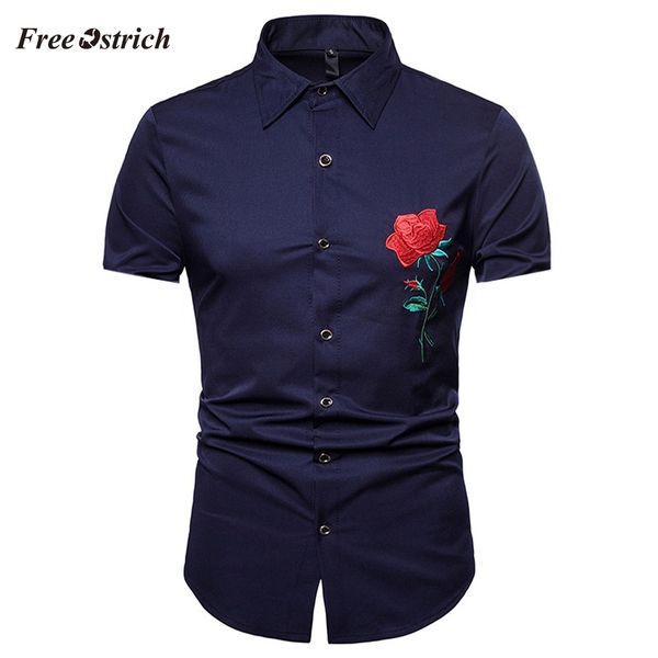 ostrich fashion men's personality shirt casual slim fit short sleeve button down shirts with embroidery 91128, White;black
ostrich fashion men's personality shirt casual slim fit short sleeve button down shirts with embroidery 91128, White;black