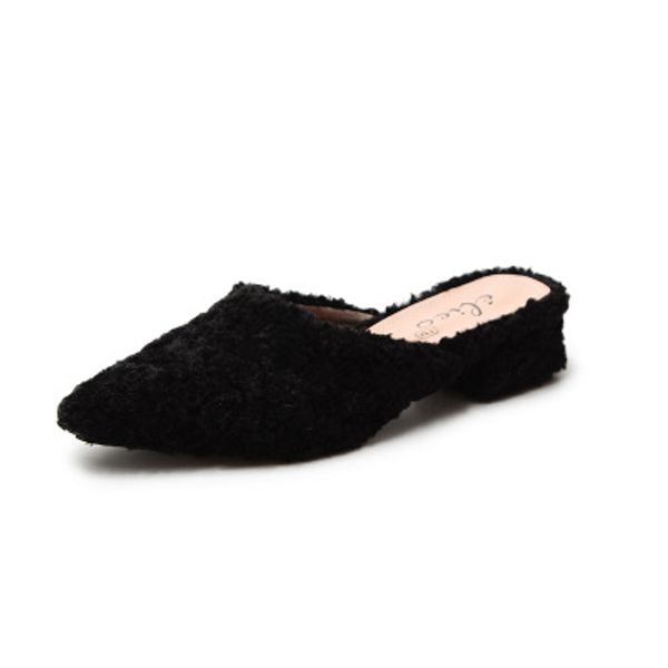 fall 2019 korean version of mueller wearing lambskin toe half slippers, Black
fall 2019 korean version of mueller wearing lambskin toe half slippers, Black