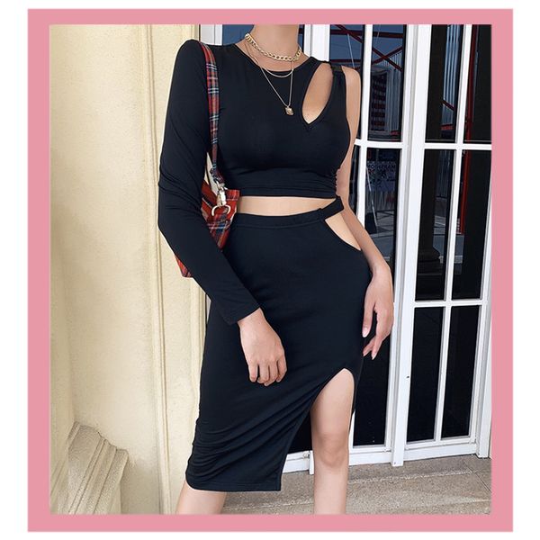 fashion black hollow out crop skirt 2 piece sets one shoulder split skirt suit women's club outfits overalls clothing, White
fashion black hollow out crop skirt 2 piece sets one shoulder split skirt suit women's club outfits overalls clothing, White