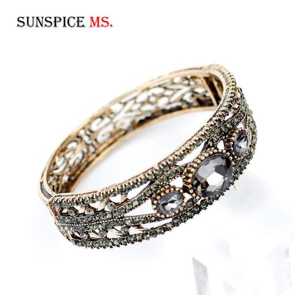 sunspicems turkish gray rhinestone jewelry antique gold color alloy bangle for women ethnic wedding jewelry gift, Black
sunspicems turkish gray rhinestone jewelry antique gold color alloy bangle for women ethnic wedding jewelry gift, Black