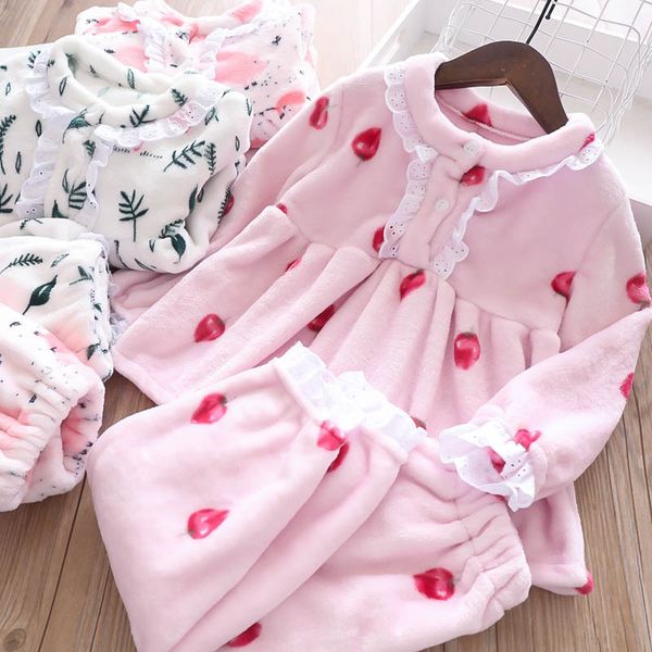 autumn and winter girls sets strawberry animal cartoon flannel household clothing children's clothing wholesale, White
autumn and winter girls sets strawberry animal cartoon flannel household clothing children's clothing wholesale, White
