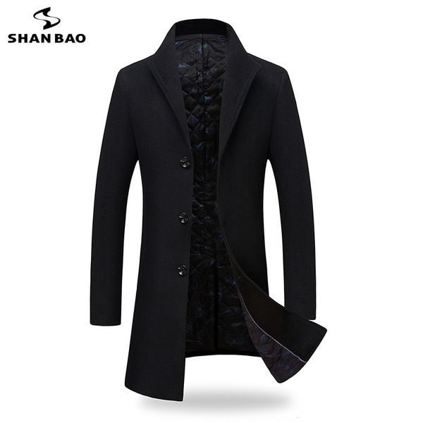 shanbao brand comfortable wool thick warm coat 2018 winter new style business casual men's lapel single-breasted slim wool coat, Black
shanbao brand comfortable wool thick warm coat 2018 winter new style business casual men's lapel single-breasted slim wool coat, Black