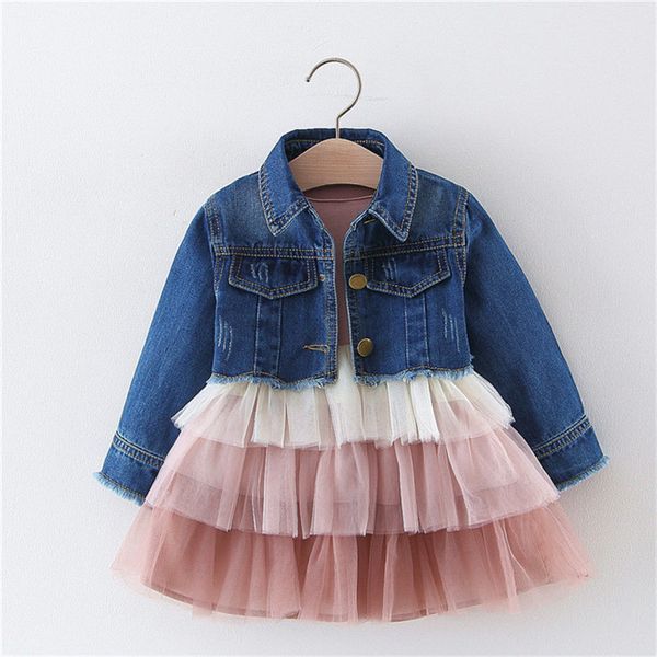 2019 girls gradient color dress denim suit children's spring and autumn princess cake mesh dress clothing sets kids clothes t200413, White
2019 girls gradient color dress denim suit children's spring and autumn princess cake mesh dress clothing sets kids clothes t200413, White