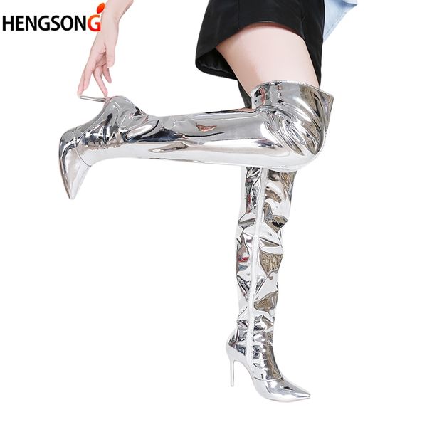 fashion bright pu mirror party high heels women shoespointed toe footwear 2018 plus size over the knee boots boot zip shoes 43, Black
fashion bright pu mirror party high heels women shoespointed toe footwear 2018 plus size over the knee boots boot zip shoes 43, Black