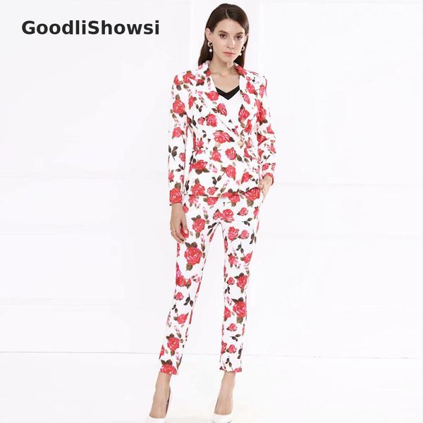 goodlishowsi chic 2 piece sets women's suits rose print single button suit + legging pencil trousers stylish pant suits, White;black
goodlishowsi chic 2 piece sets women's suits rose print single button suit + legging pencil trousers stylish pant suits, White;black