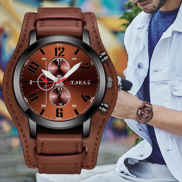 o.t.sea brand leather watches men sports quartz wristwatches gift 4077-1, Slivery;brown
o.t.sea brand leather watches men sports quartz wristwatches gift 4077-1, Slivery;brown