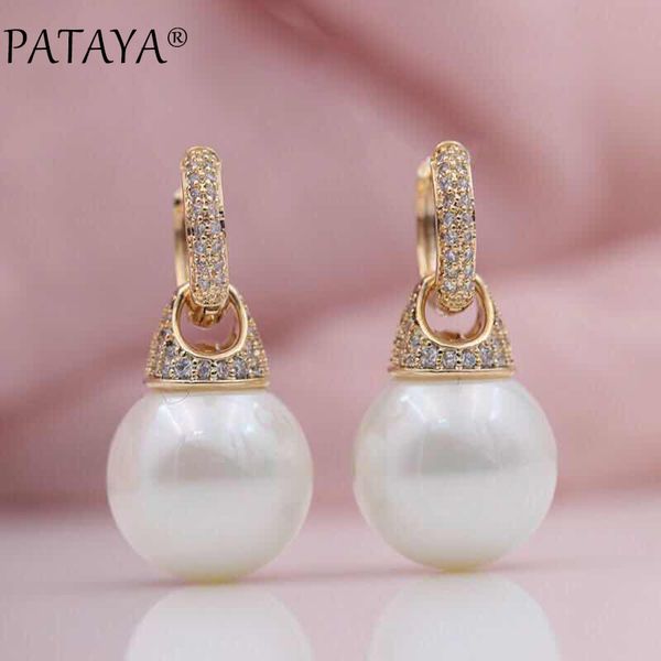 pataya new micro-wax inlay natural zircon 585 rose gold shell pearls multifunction dangle earrings women wedding party jewelry, Silver
pataya new micro-wax inlay natural zircon 585 rose gold shell pearls multifunction dangle earrings women wedding party jewelry, Silver