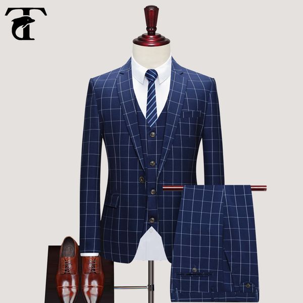 grid one-button 3 pieces men suit casual korean new fashion formal costume homme blue plus size slim fit wedding suits vest set, White;black
grid one-button 3 pieces men suit casual korean new fashion formal costume homme blue plus size slim fit wedding suits vest set, White;black