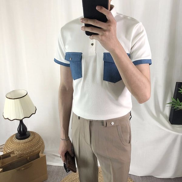 2020 new lapel male korean version of the trendy handsome slim short-sleeved shirt men's summer casual wild tooling shirt, White;black
2020 new lapel male korean version of the trendy handsome slim short-sleeved shirt men's summer casual wild tooling shirt, White;black